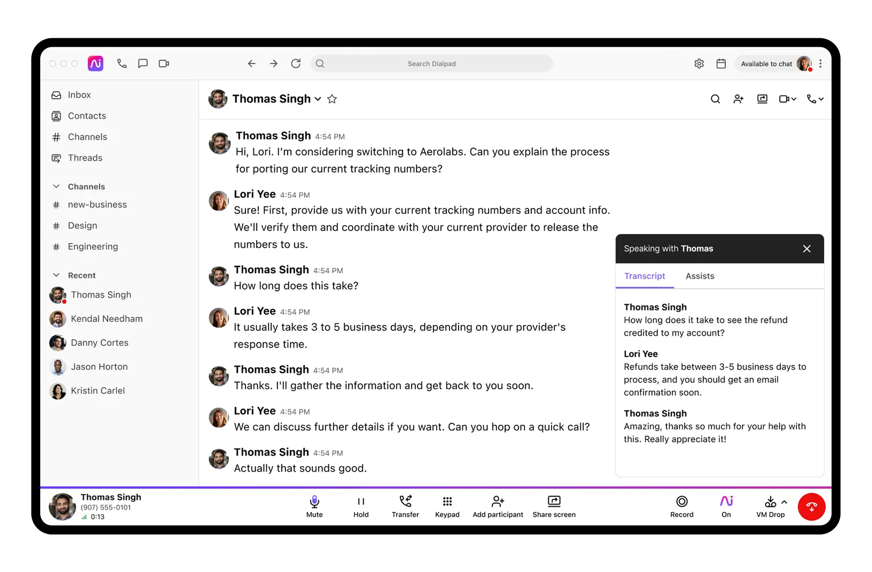 Dialpad product interface