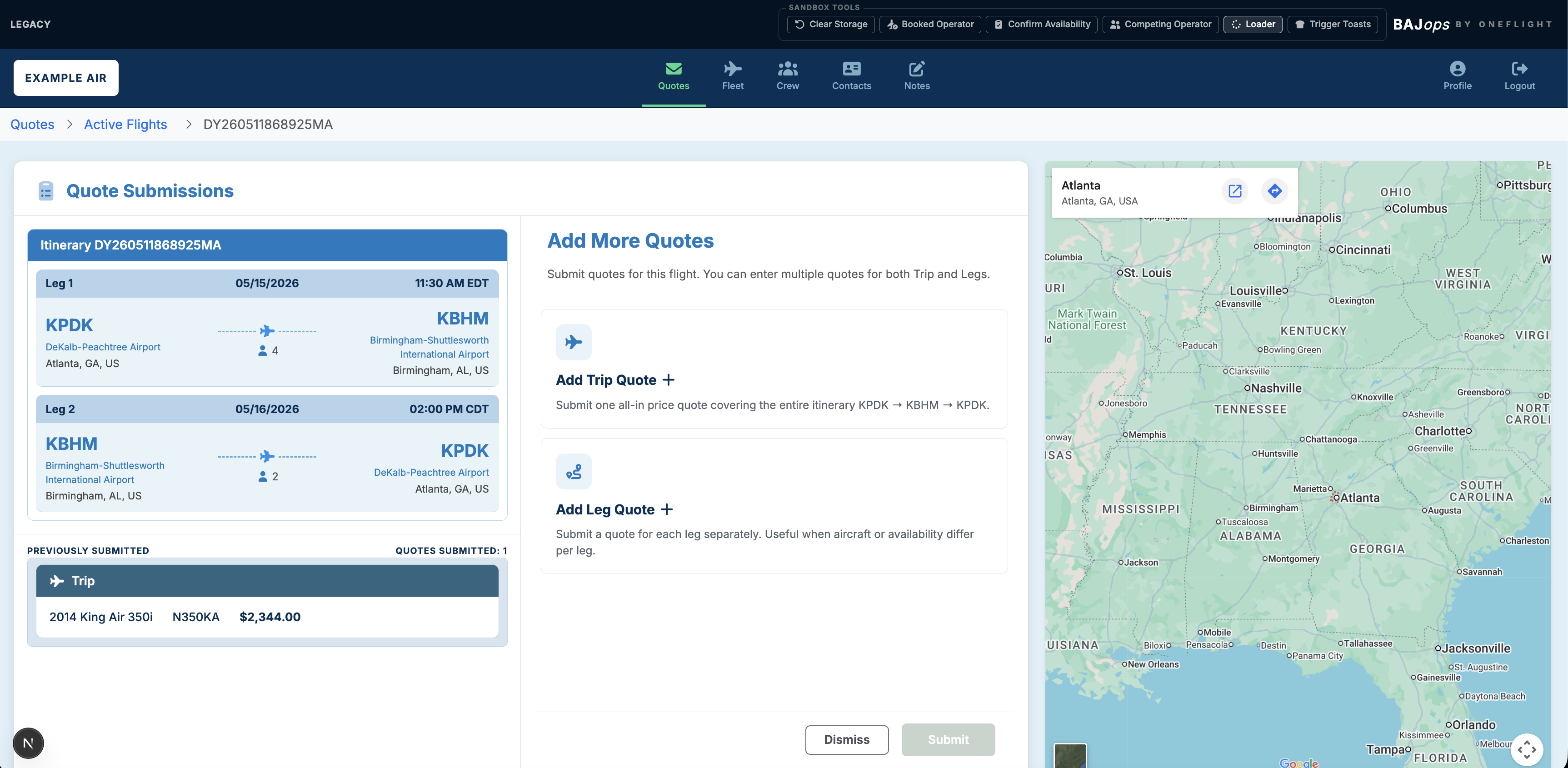ONEflight International product interface